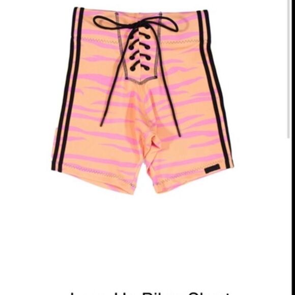 HOT LAVA LACE UP BIKER SHORTS PEACH - Picture 1 of 3